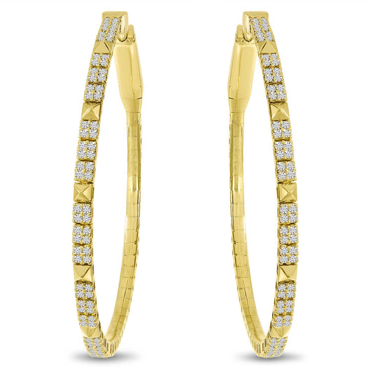 14K Gold Diamond Flexible Hoop Earrings