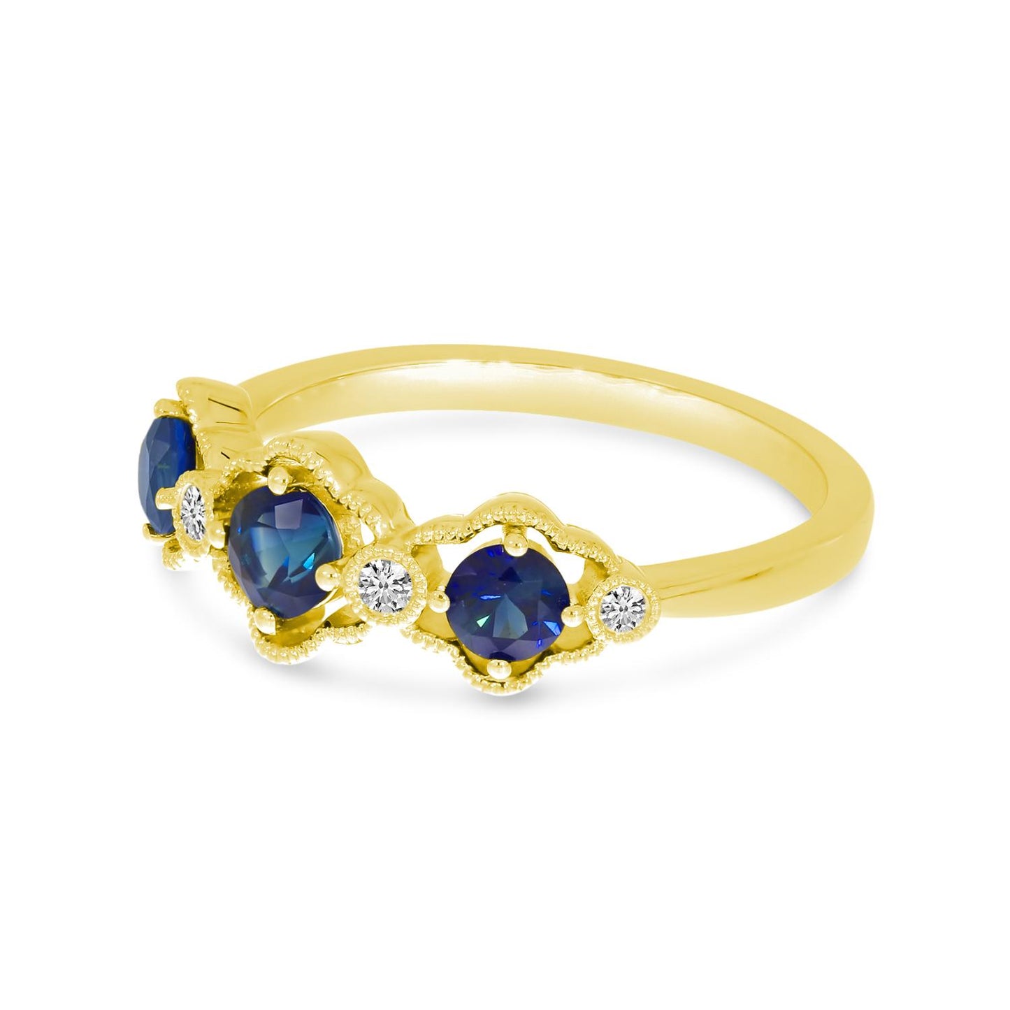 14K Gold Sapphire and Diamond Band