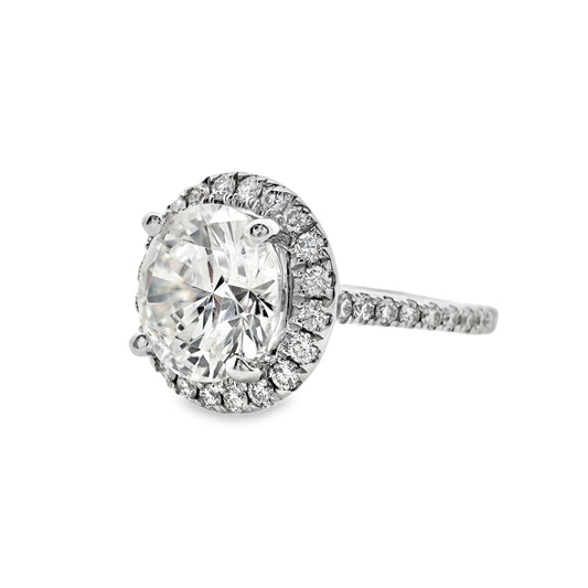 14K White Gold Round Halo Diamond Semi Mount Engagement Ring