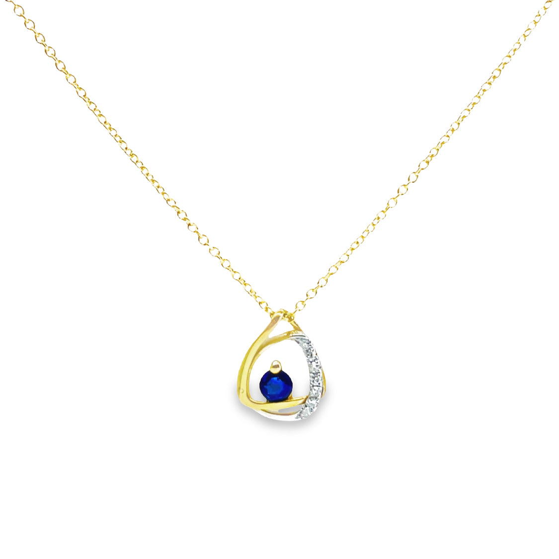 Sapphire & Diamond Two-Tone Gold Necklace