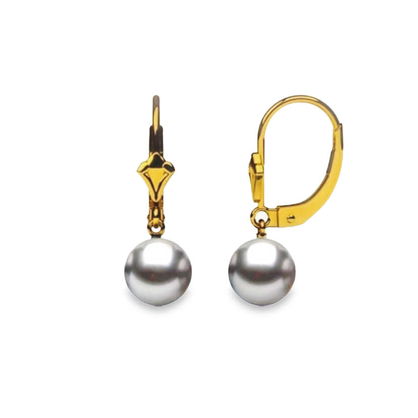 14K Yellow Gold Tahitian Pearl Drop Earrings