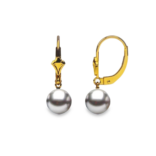 14K Yellow Gold Tahitian Pearl Drop Earrings
