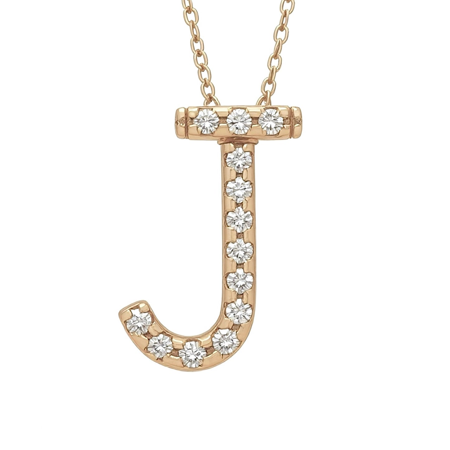 14K Yellow Gold Initial Diamond Necklace