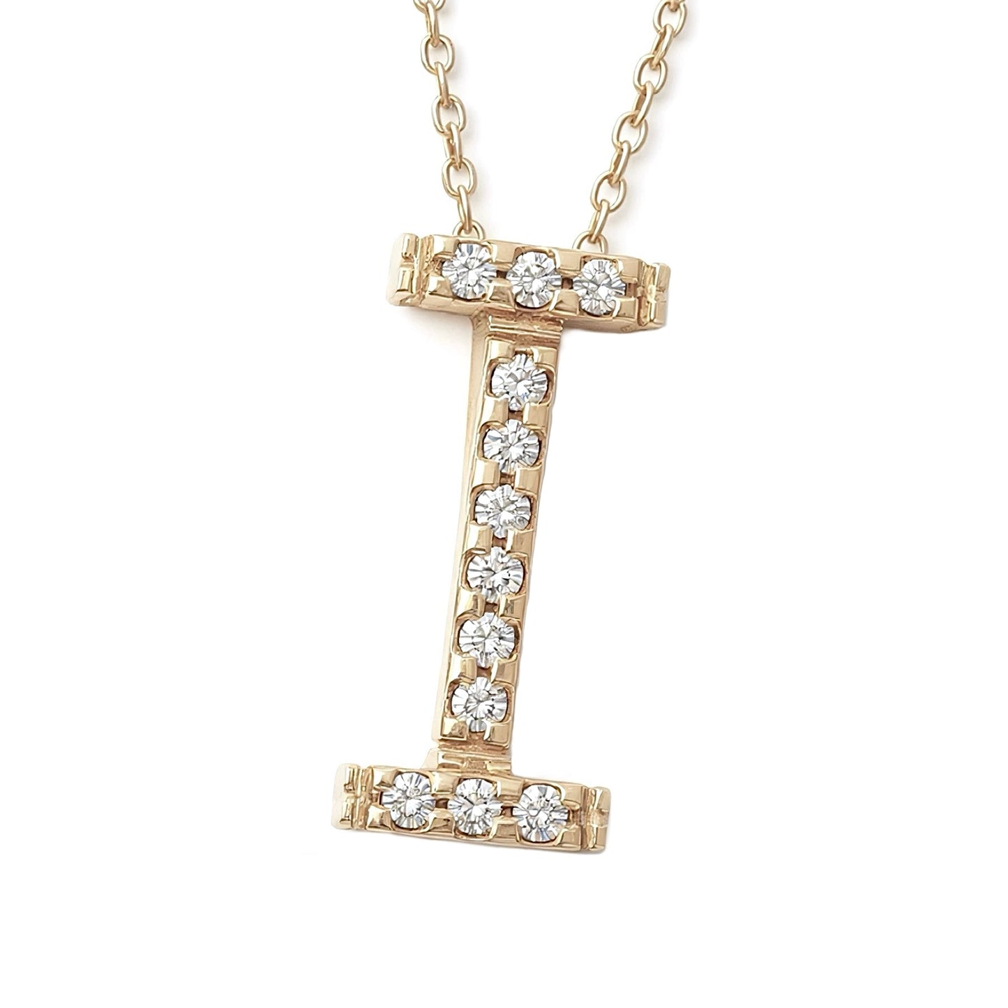 14K Yellow Gold Initial Diamond Necklace