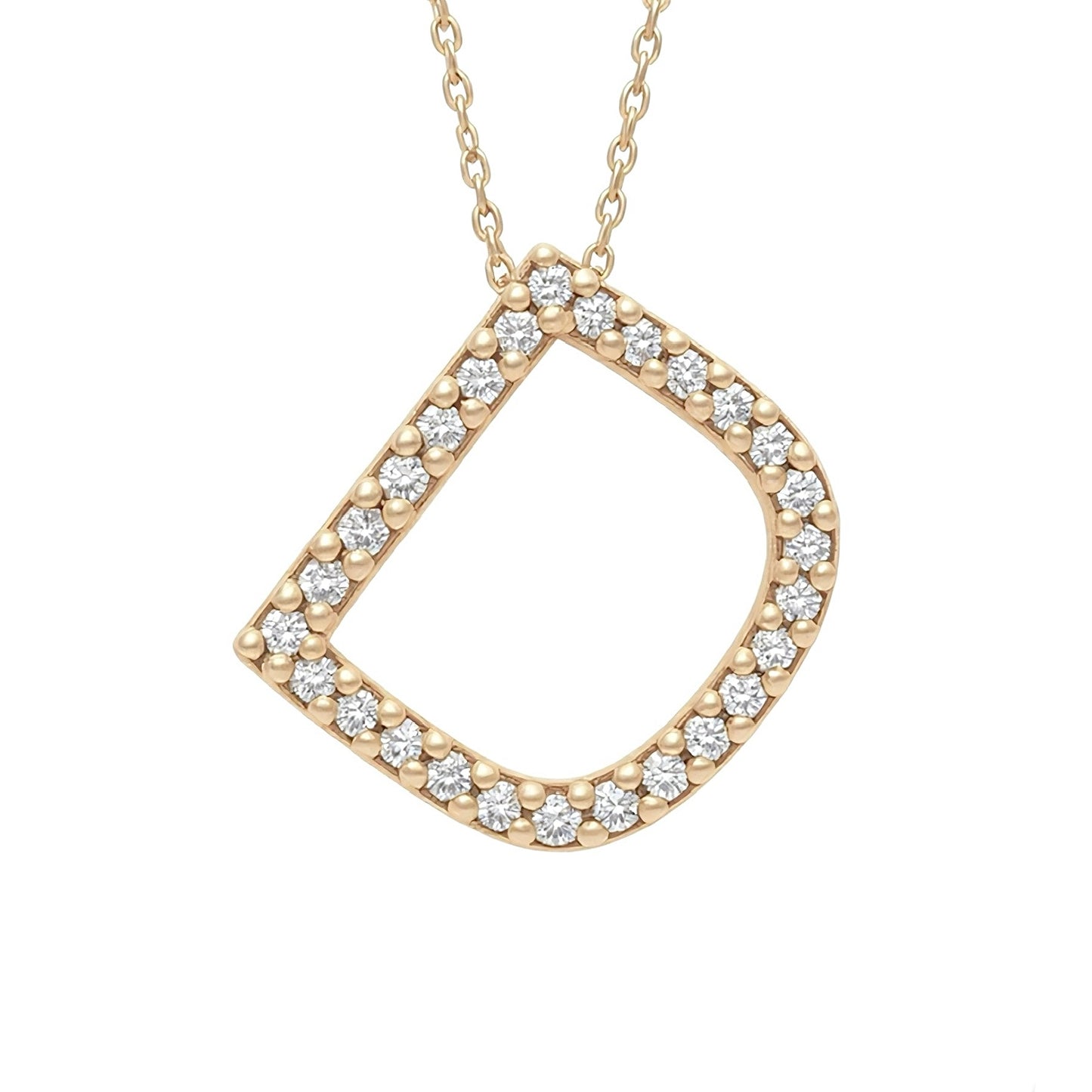 14K Yellow Gold Initial Diamond Necklace