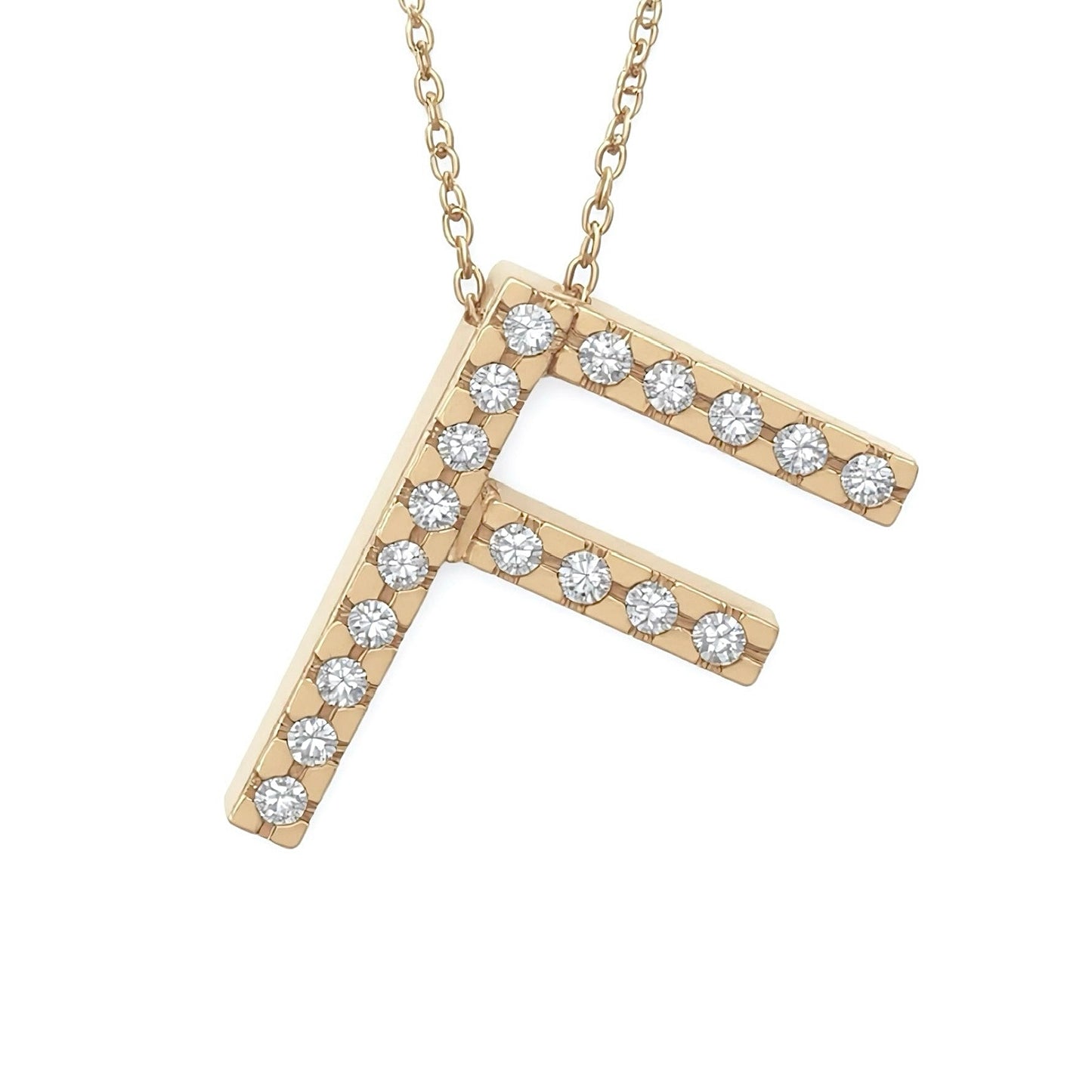 14K Yellow Gold Initial Diamond Necklace