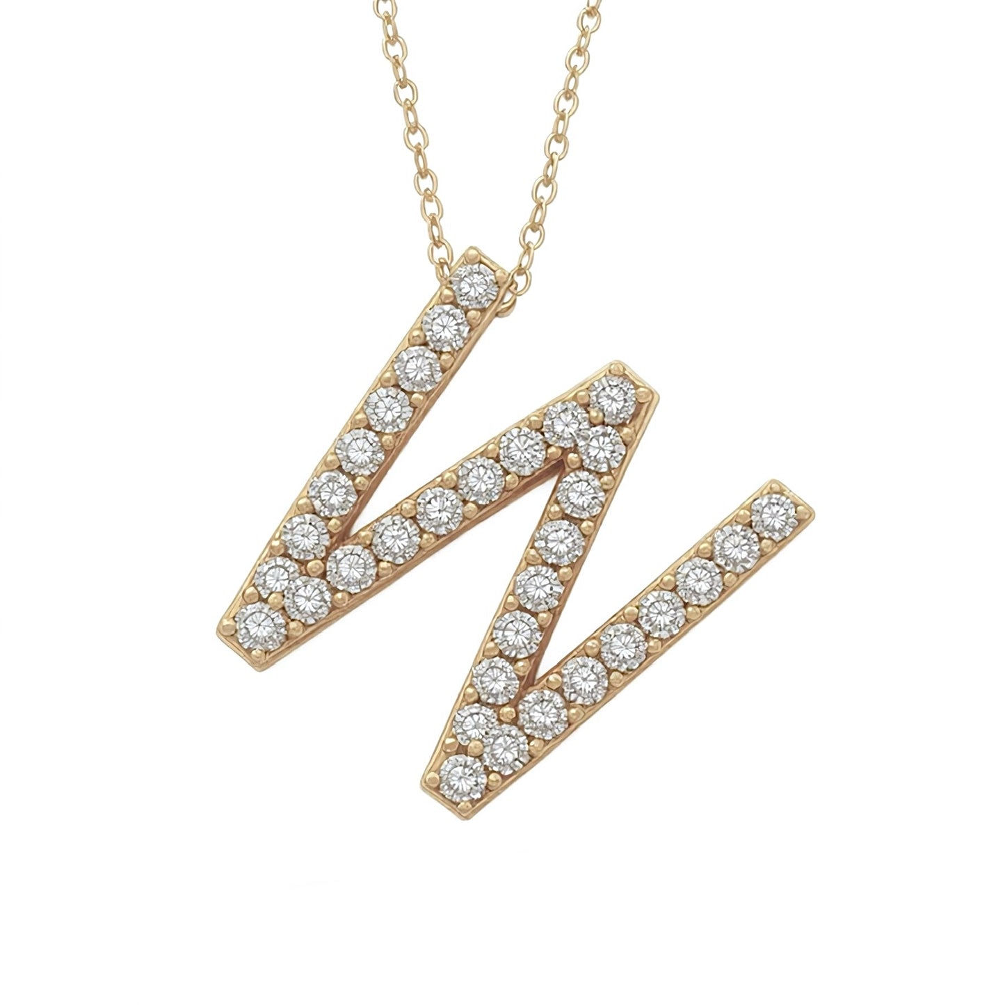 14K Yellow Gold Initial Diamond Necklace