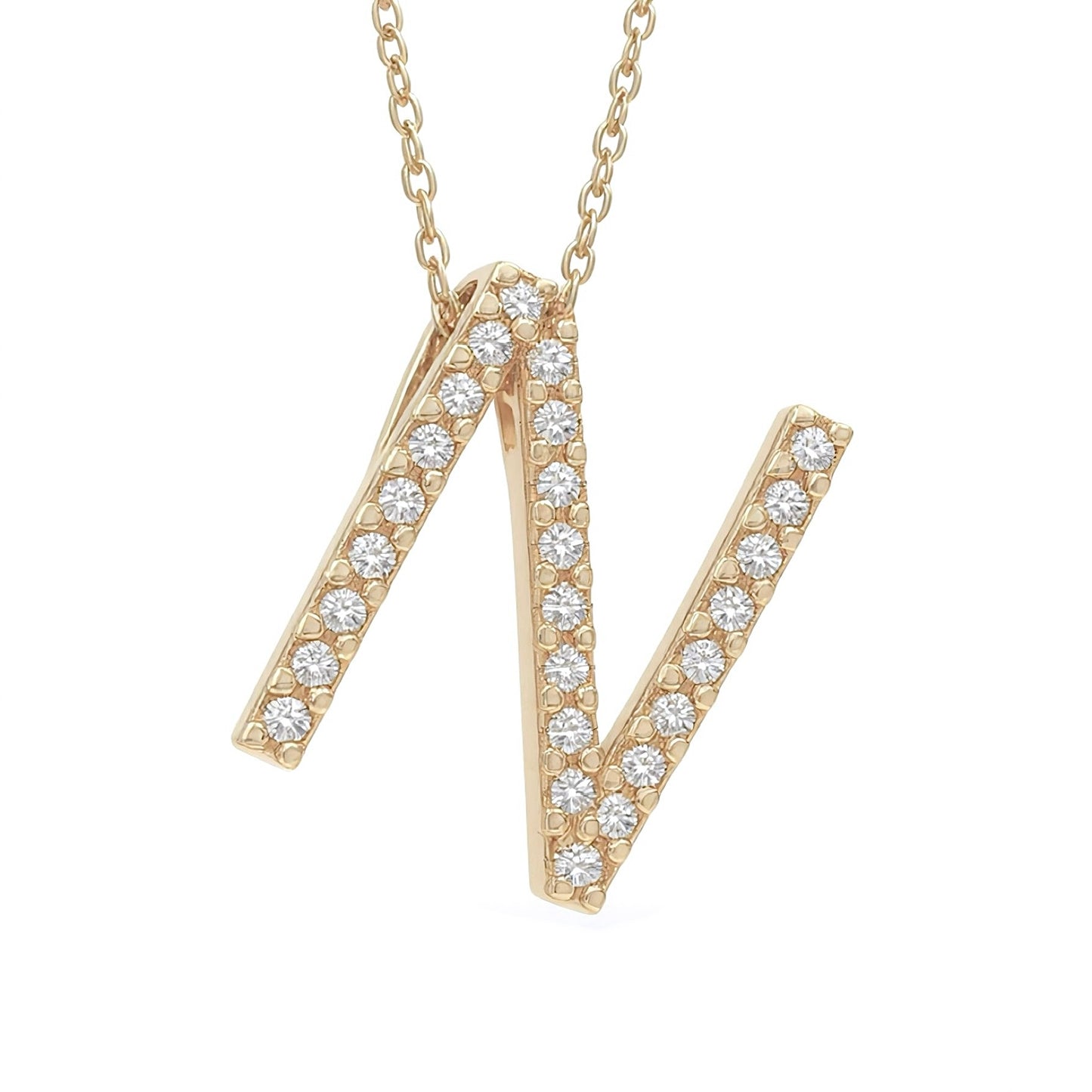 14K Yellow Gold Initial Diamond Necklace