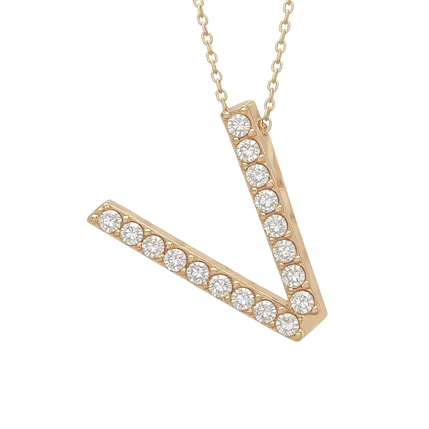 14K Yellow Gold Initial Diamond Necklace