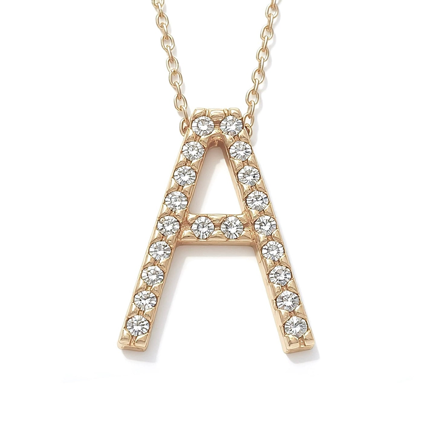 14K Yellow Gold Initial Diamond Necklace