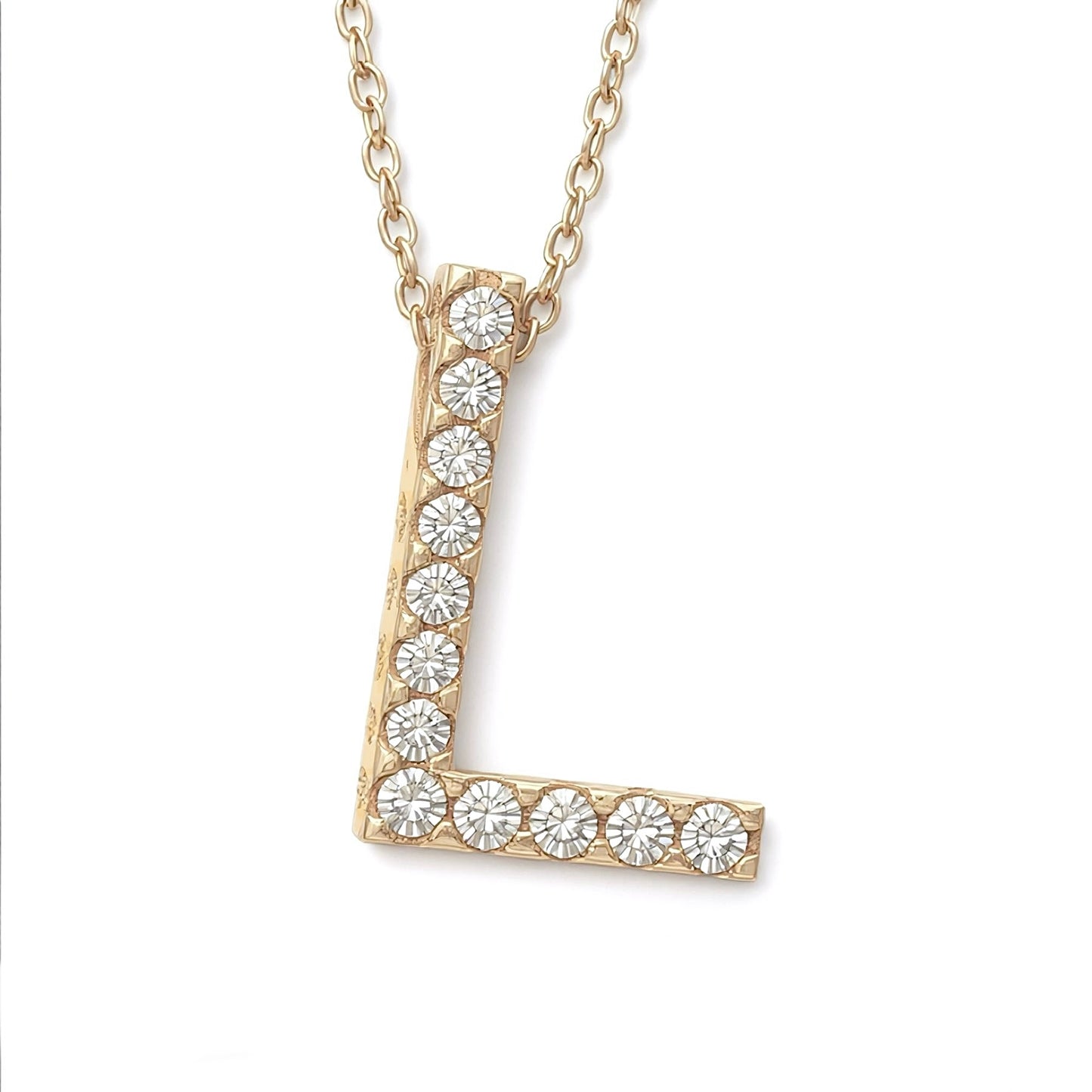 14K Yellow Gold Initial Diamond Necklace