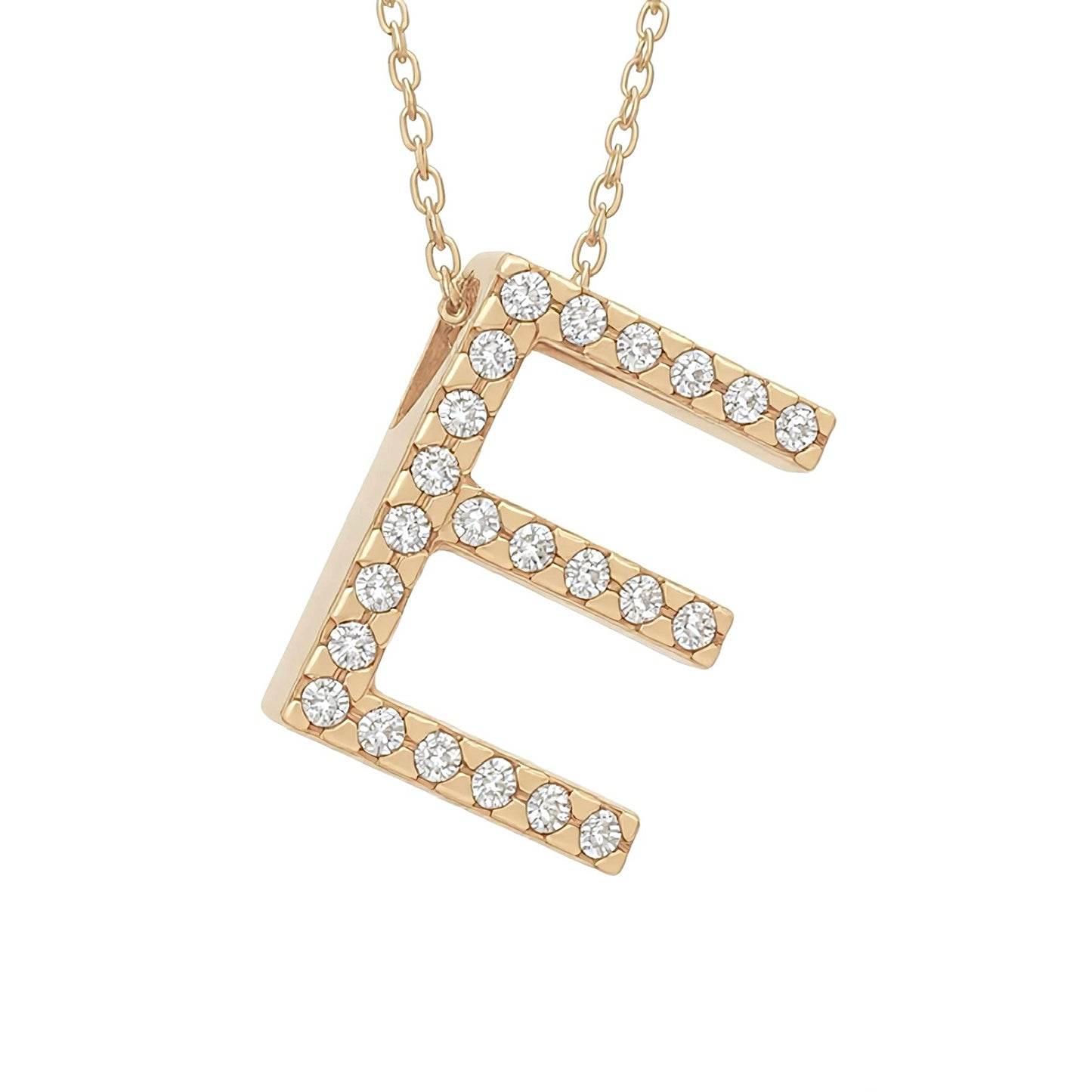 14K Yellow Gold Initial Diamond Necklace