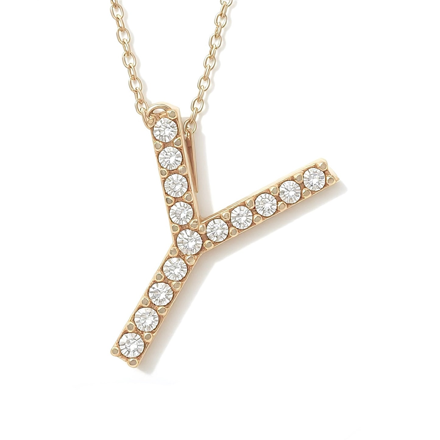14K Yellow Gold Initial Diamond Necklace
