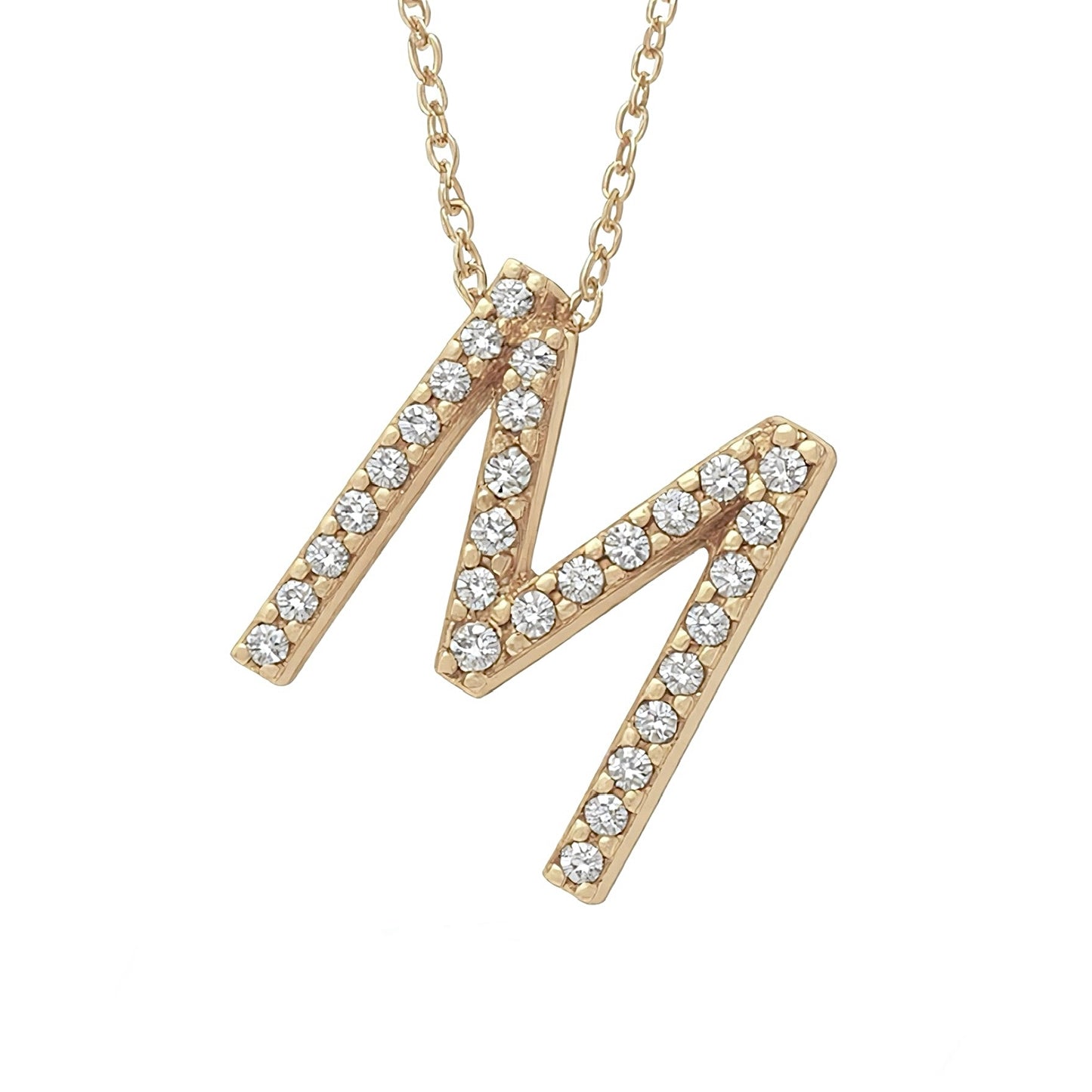 14K Yellow Gold Initial Diamond Necklace