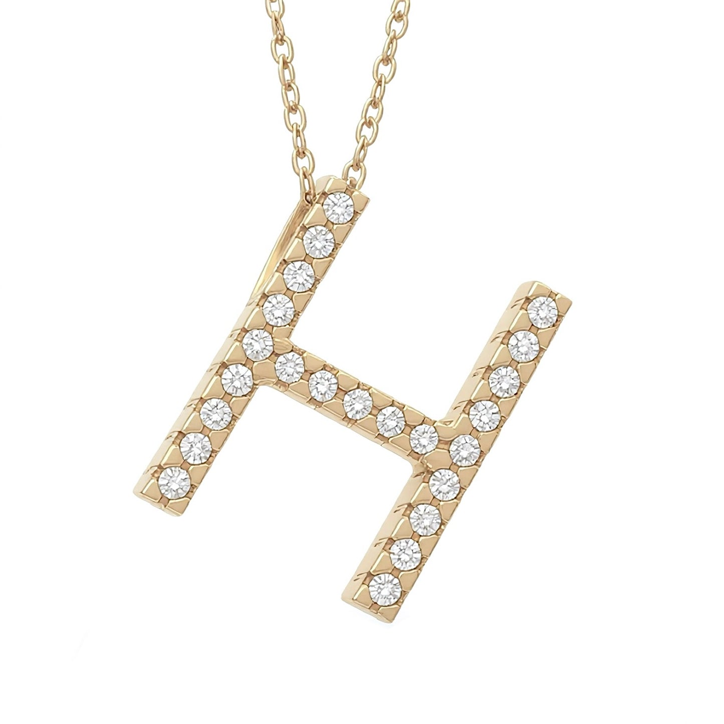 14K Yellow Gold Initial Diamond Necklace