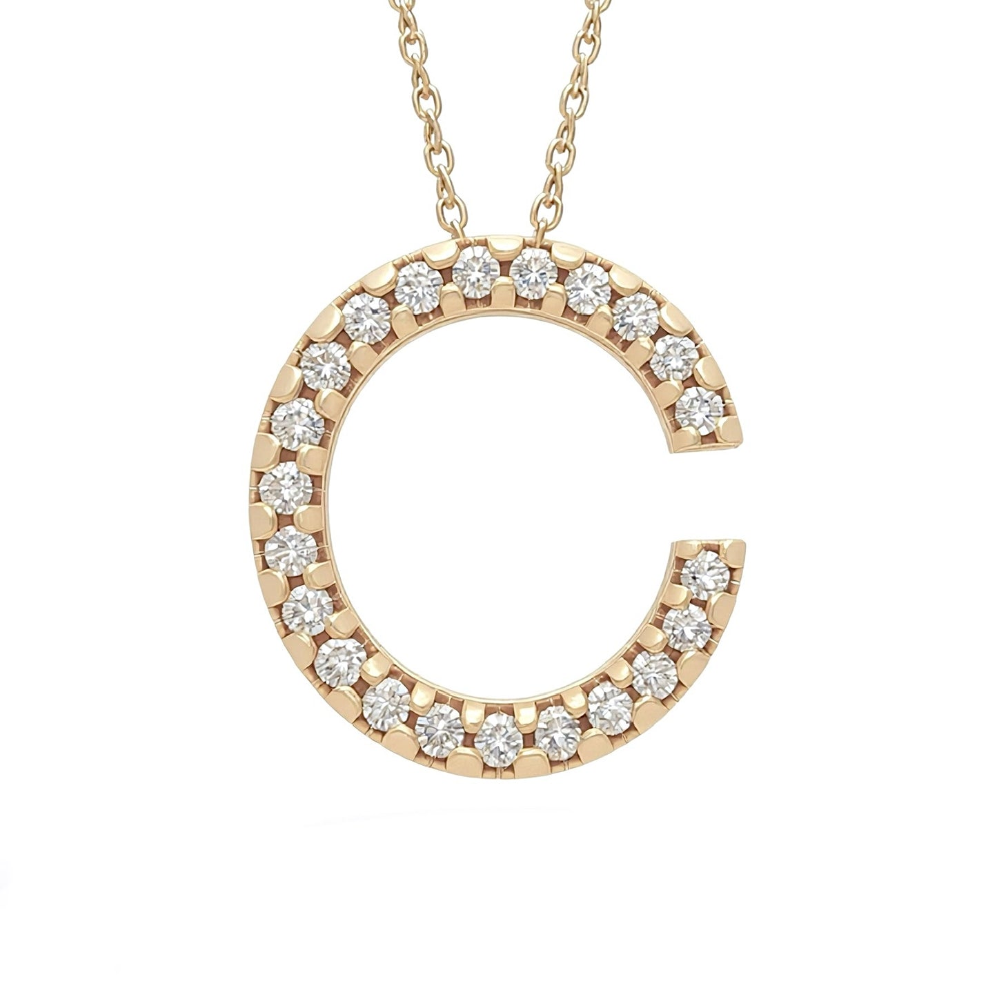 14K Yellow Gold Initial Diamond Necklace