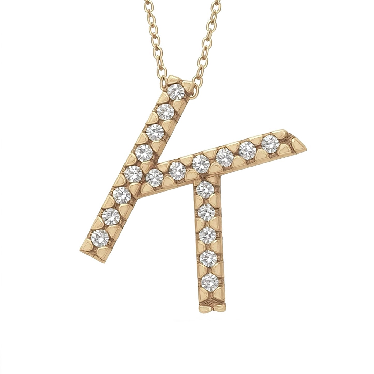 14K Yellow Gold Initial Diamond Necklace
