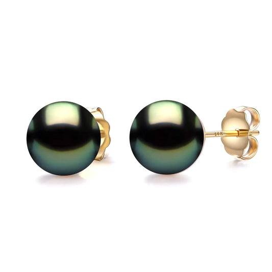 14K Gold Premium Tahitian Pearl Stud Earrings