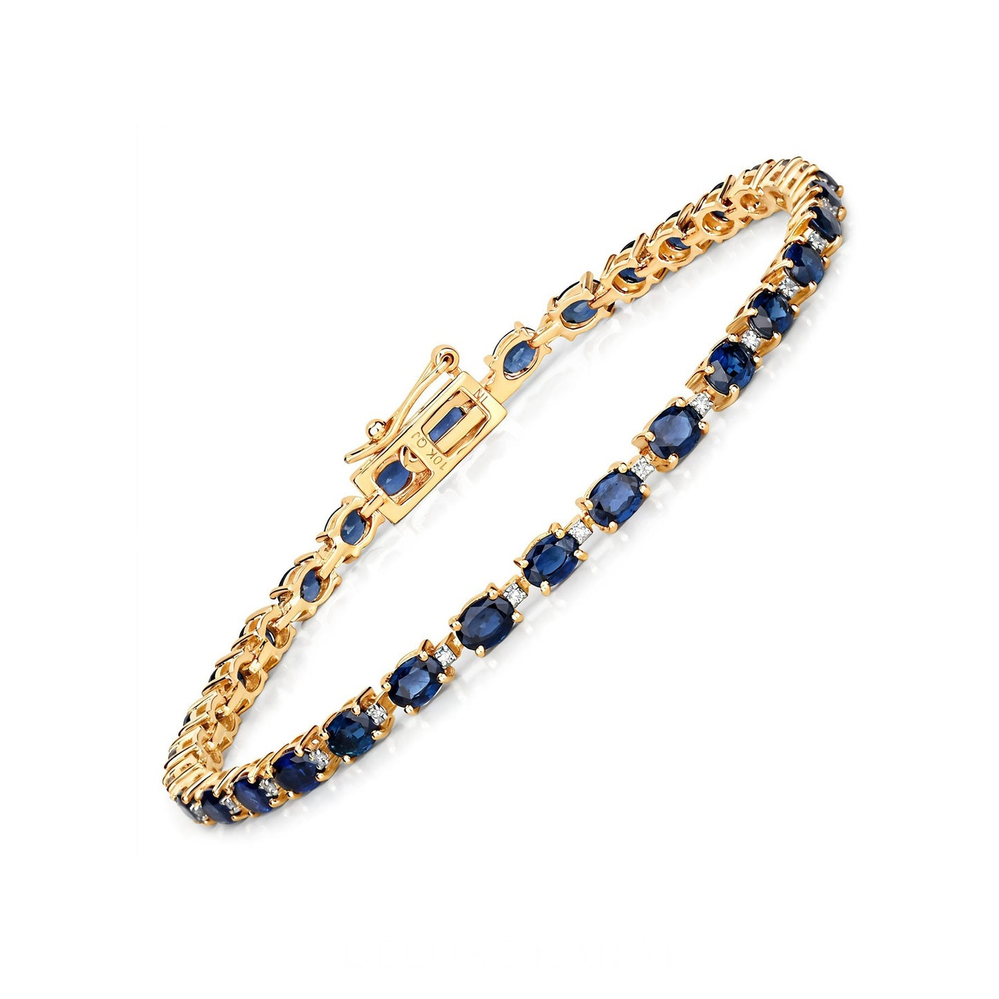 10K Yellow Gold Sapphire and Diamond Statement Bracelet