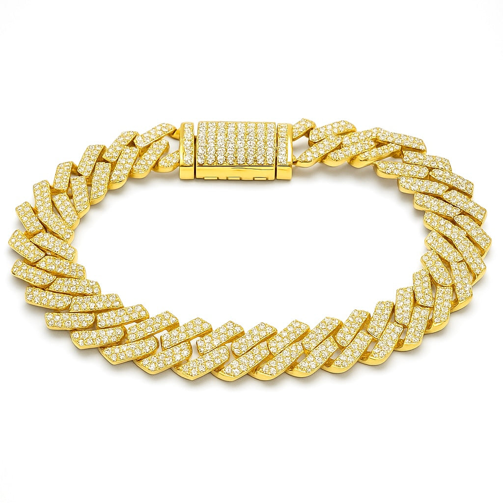 14K Yellow Gold 18MM Diamond Cuban Bracelet