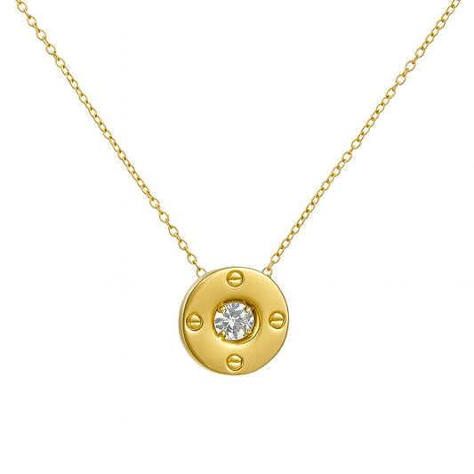 14K Yellow Gold Diamond Screw Necklace