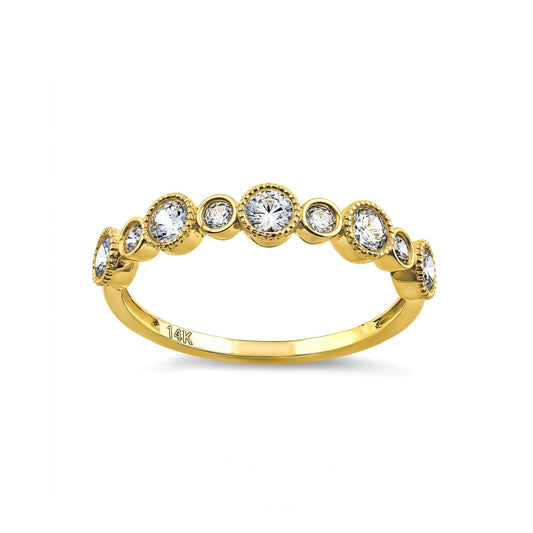 14K Yellow Gold Alternating Pattern Diamond Wedding Band