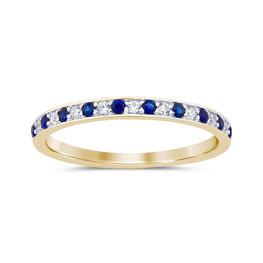 14K Yellow Gold Sapphire and Diamond Ring