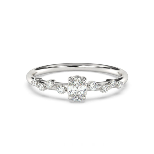 14K White Gold Oval Diamond Anniversary Ring