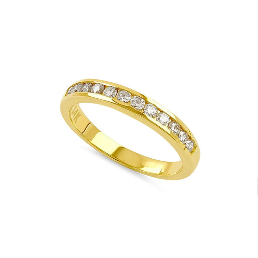 14K Yellow Gold Channel Set Diamond Wedding Ring