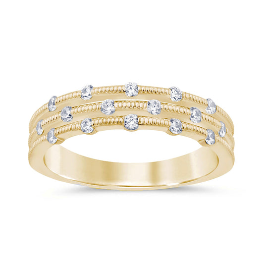 14K Yellow Gold Diamond Beads Ring