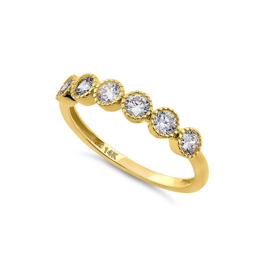 14K Yellow Gold 6-Stone Diamond Wedding Ring