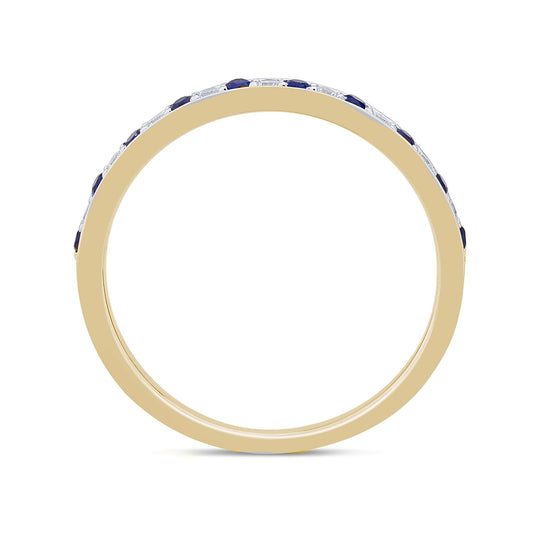 14K Yellow Gold Sapphire and Diamond Ring