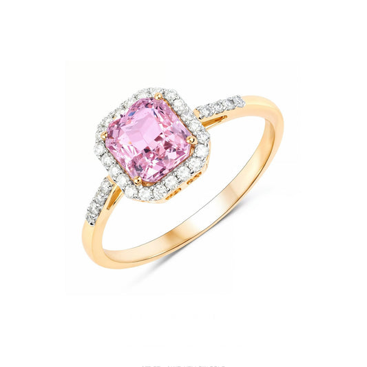 14K Yellow Gold Pink Sapphire and Diamond Ring