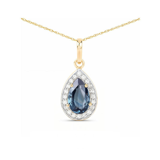 14K Yellow Gold Sapphire and Diamond Statement Pendant