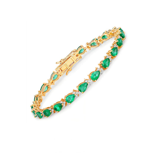 14K Yellow Gold Emerald and Diamond Statement Bracelet