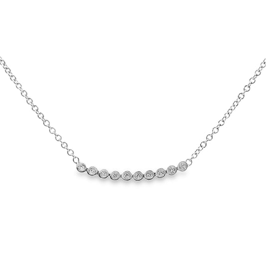 14K White Gold Bezel Set Diamond Smile Necklace