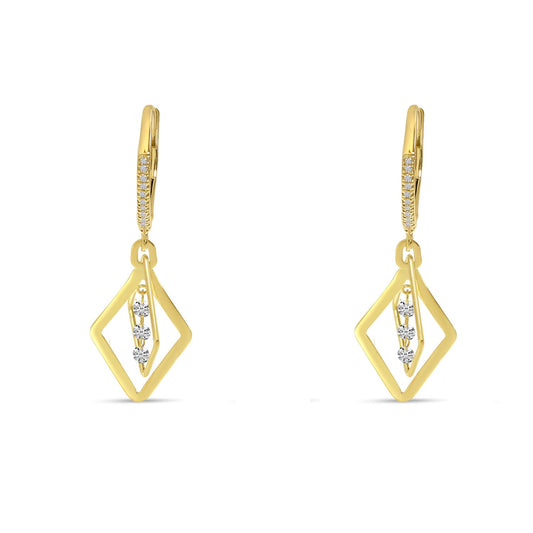 14K Yellow Gold Dashing Diamond Petite 3D Geometric Earrings