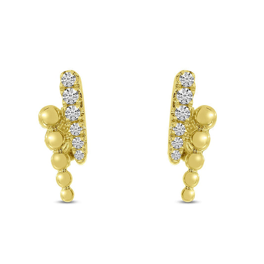 Diamond Beaded 2 Row Linear Earrings