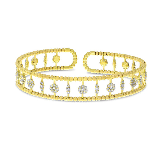 14K Yellow Gold Diamond Flexible Cuff Bracelet