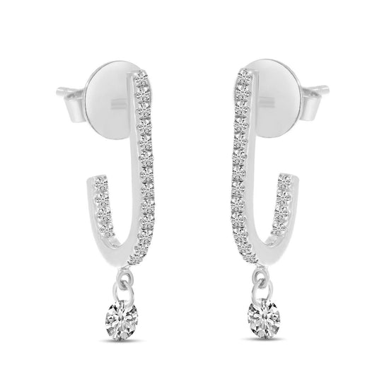 14K Gold Dashing Diamond Hook Earrings