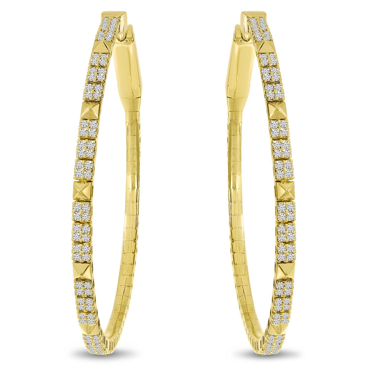 14K Gold Diamond Flexible Hoop Earrings