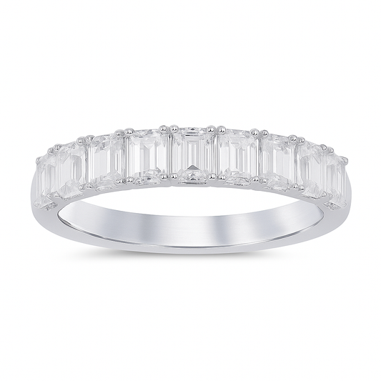 14K White Gold Emerald Cut Diamond Wedding Ring