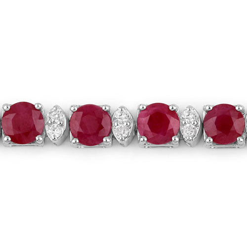 14K White Gold Ruby and Diamond Statement Bracelet