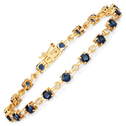 14K Yellow Gold Sapphire and Diamond Statement Bracelet