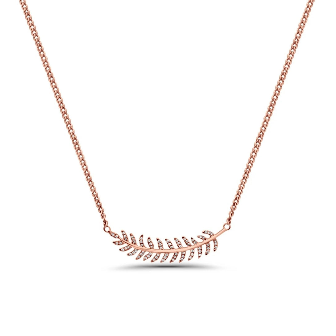 14K Gold Olive Branch Diamond Pendant Necklace
