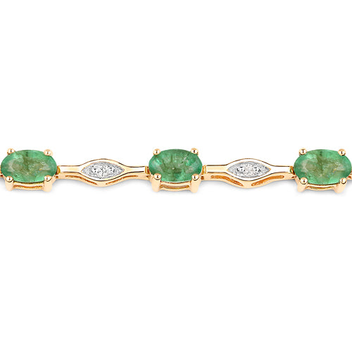 14K Yellow Gold Emerald and Diamond Statement Bracelet