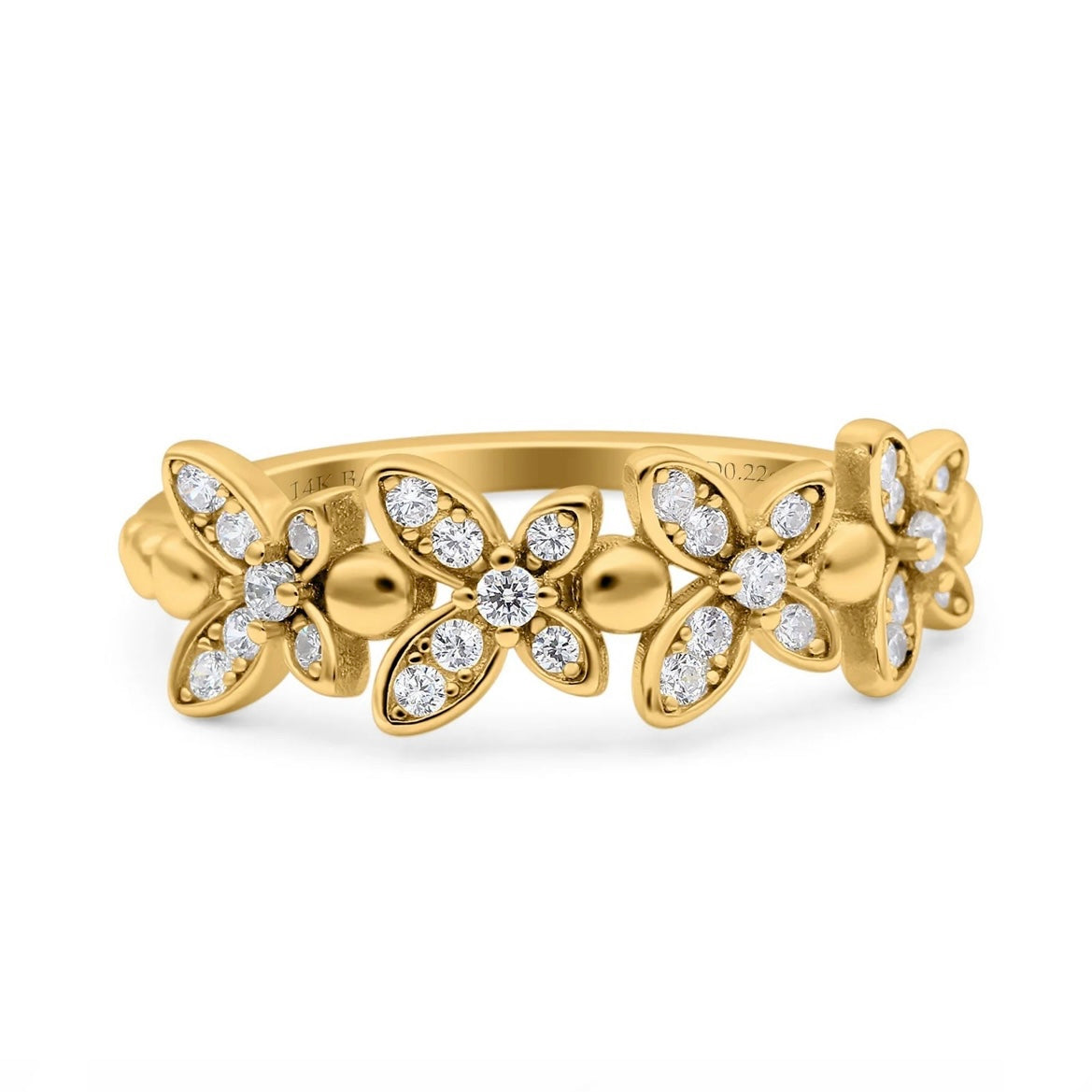14K Gold Butterfly Diamond Wedding Ring