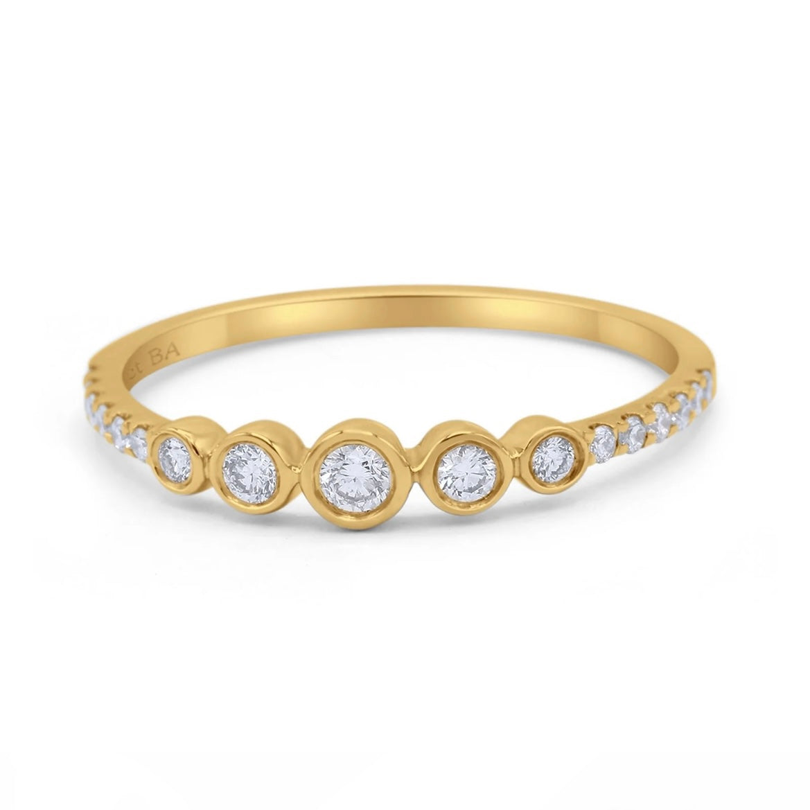 14K Gold Bezel Set Diamond Wedding Ring