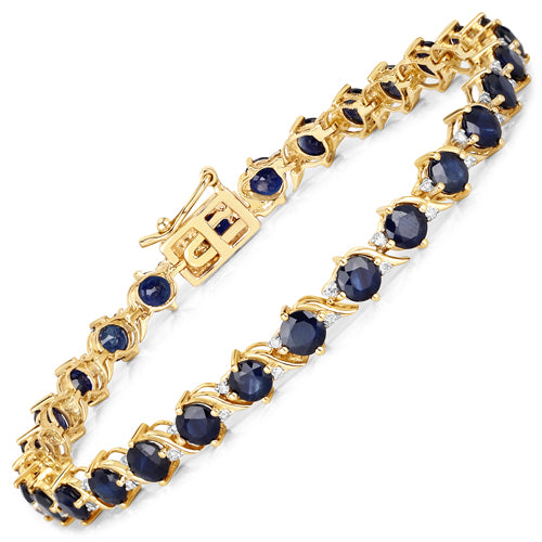 14K Yellow Gold Sapphire and Diamond Statement Bracelet