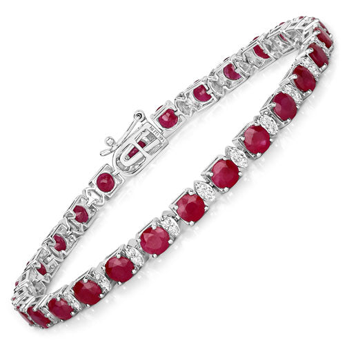 14K White Gold Ruby and Diamond Statement Bracelet